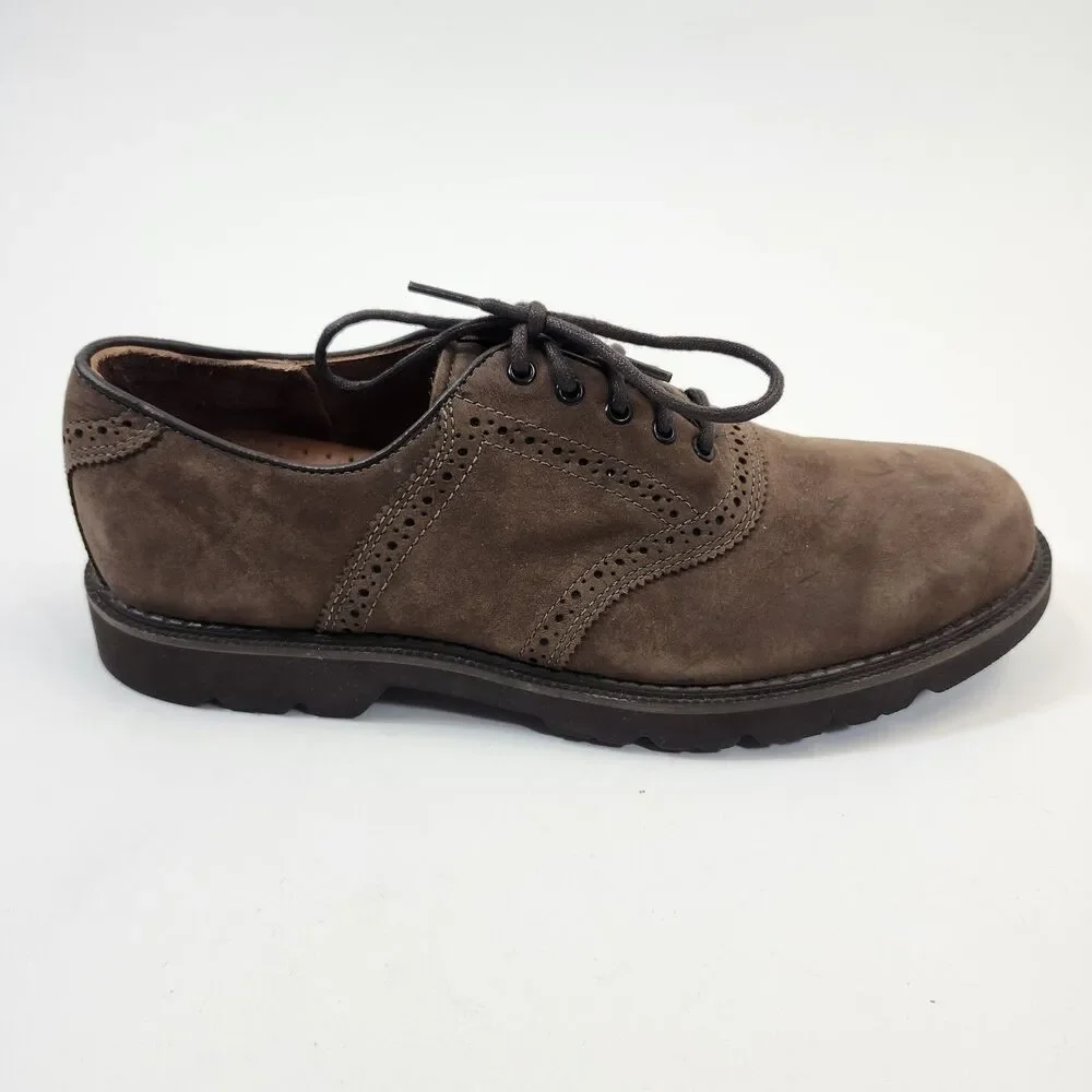 Rockport Shoes Mens 10M Brown Suede Nubuck Oxford Wingtip Brogue Dress M5699